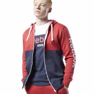 Bluza Z Kapturem Męskie Reebok Training Essentials Linear Logo Czerwone PL 14FAKMU